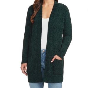 Matty M Women's Open Front Mid Length Soft Knit Chenille Cardigan black small